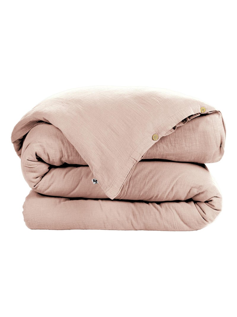 Housse de couette Double Gaze de Coton Gaia Rose clair - Kiabi