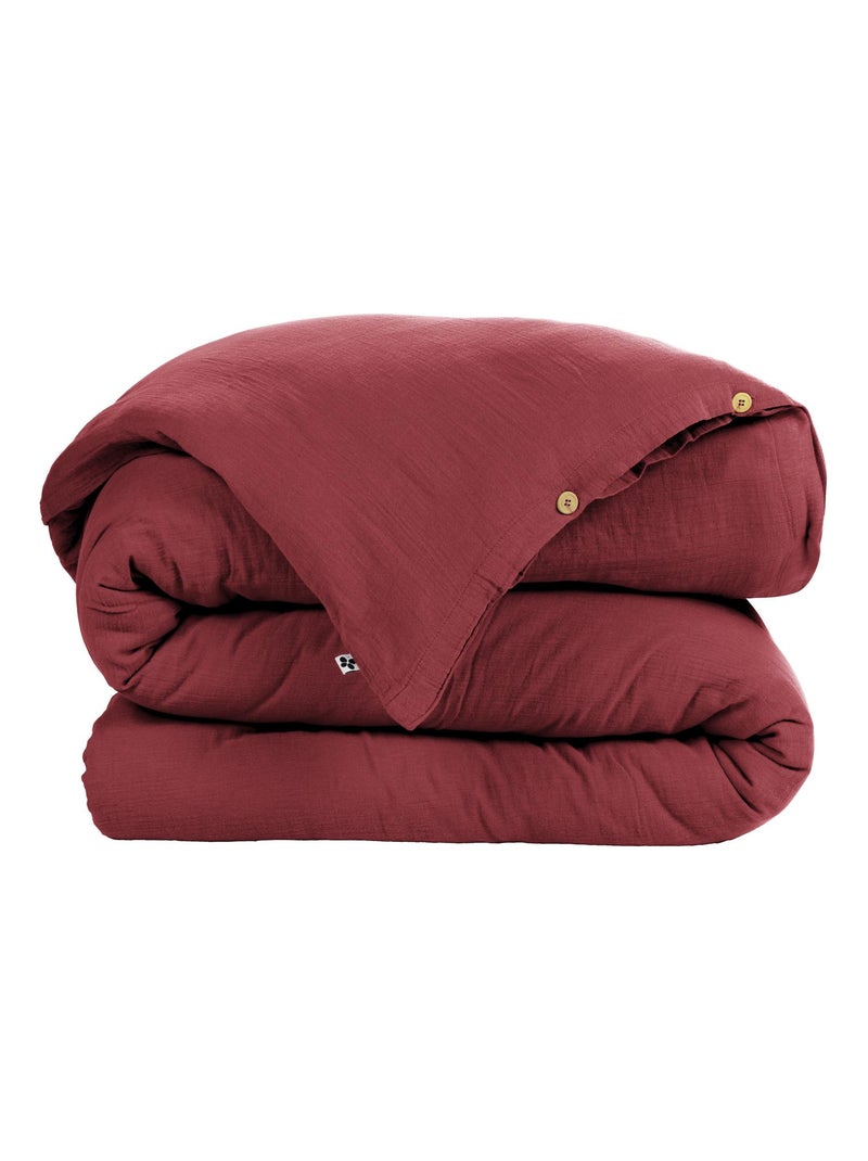 Housse de couette Double Gaze de Coton Gaia Rouge - Kiabi