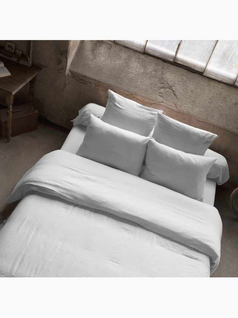 Housse de couette double gaze de coton Gris - Kiabi