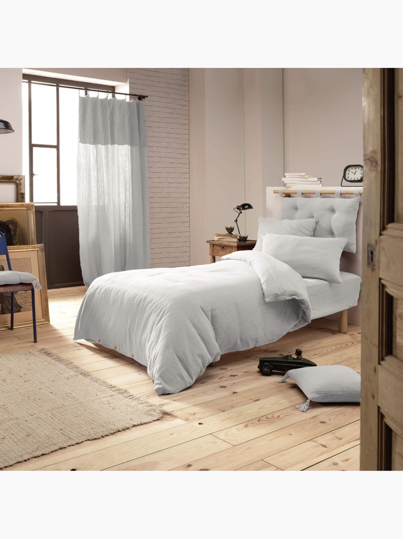 Housse de couette double gaze de coton Gris - Kiabi