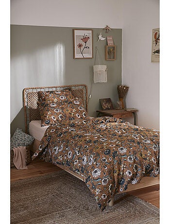 Housse de couette double gaze de coton imprimée Camélia
