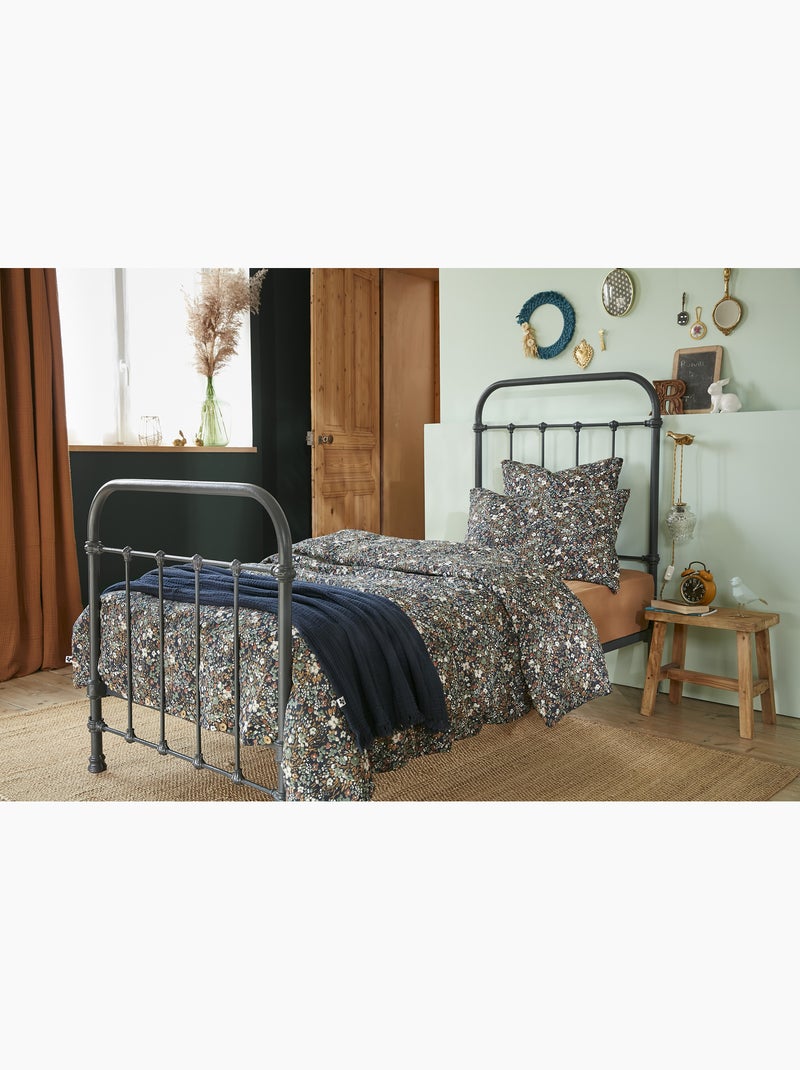 Housse de couette – Double Gaze de Coton Imprimée – Capucine Bleu foncé - Kiabi