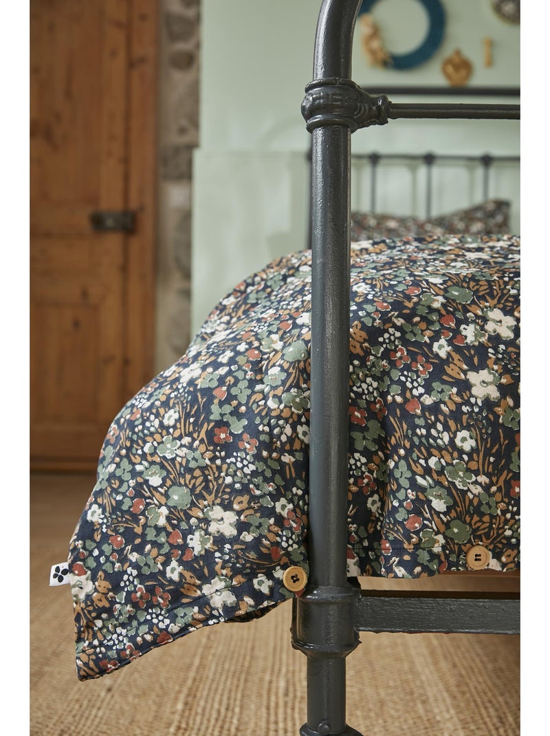 Housse de couette – Double Gaze de Coton Imprimée – Capucine Bleu foncé - Kiabi