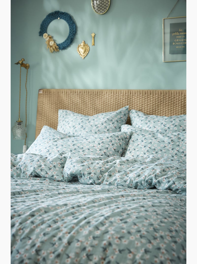 Housse de Couette – Double Gaze de Coton Imprimée Marguerite Bleu - Kiabi