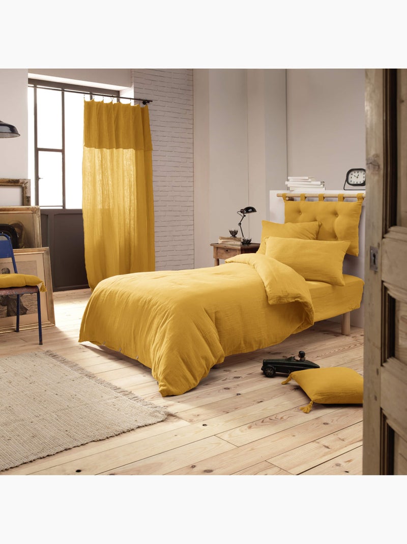 Housse de couette double gaze de coton Jaune - Kiabi