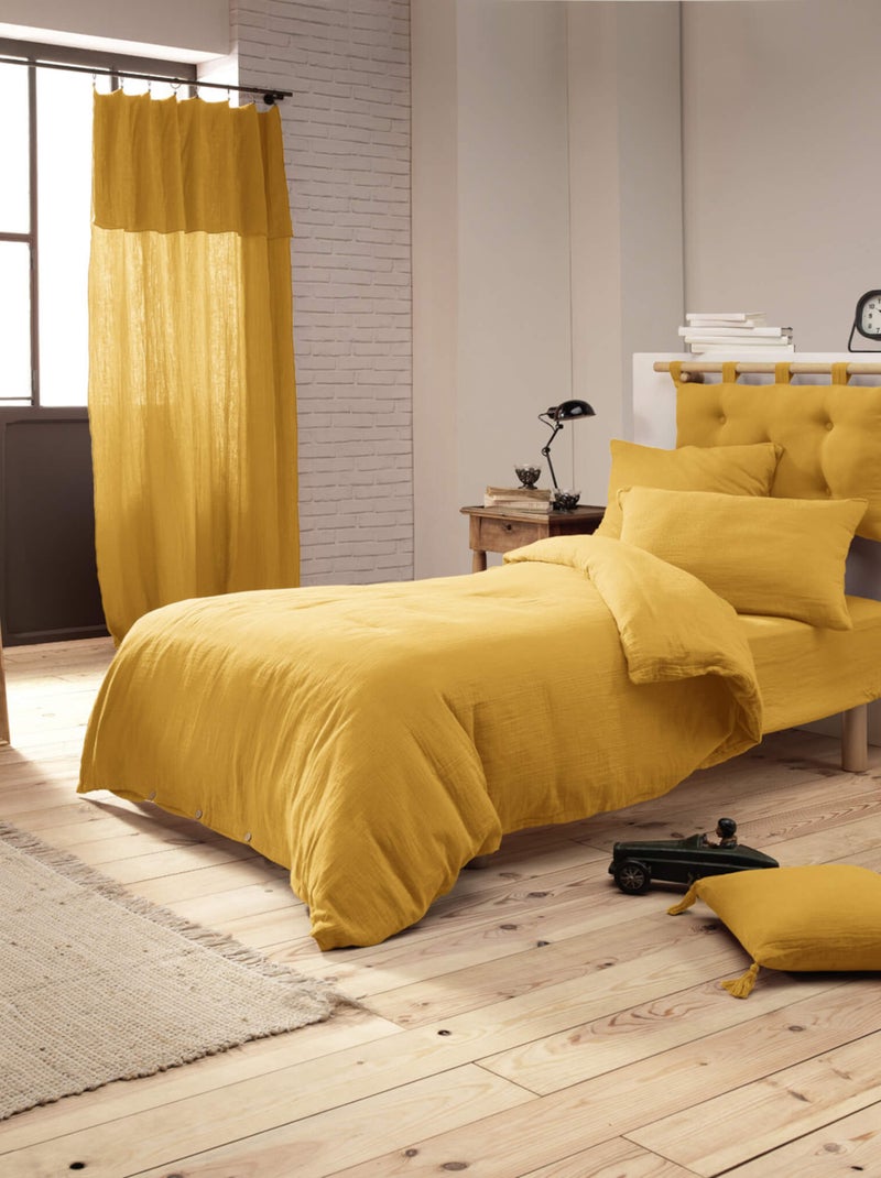 Housse de couette double gaze de coton Jaune - Kiabi