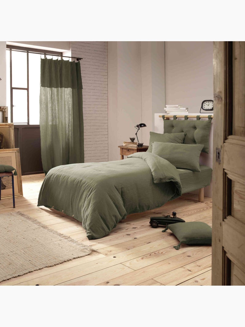 Housse de couette double gaze de coton Kaki - Kiabi