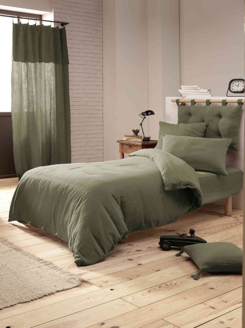 Housse de couette double gaze de coton Kaki - Kiabi