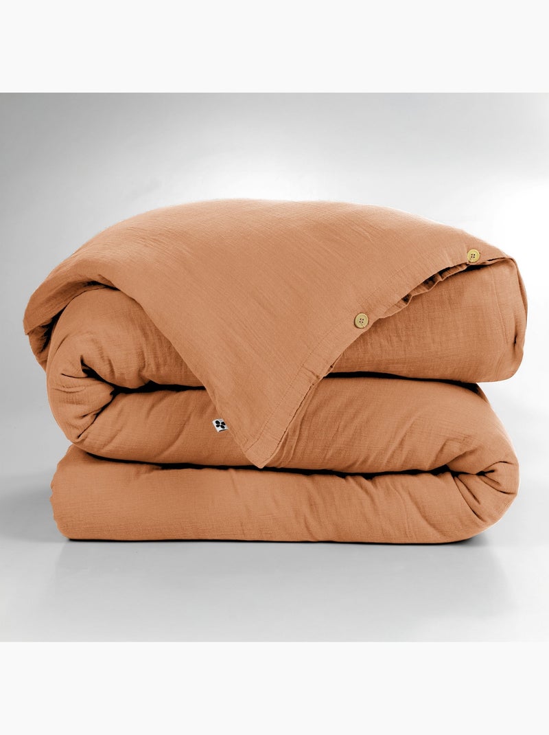 Housse de couette double gaze de coton Orange - Kiabi