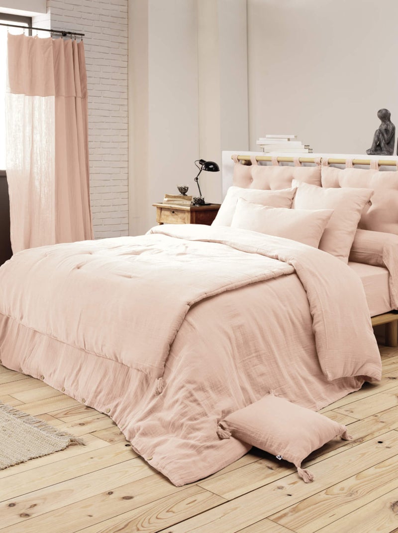 Housse de couette double gaze de coton Rose - Kiabi
