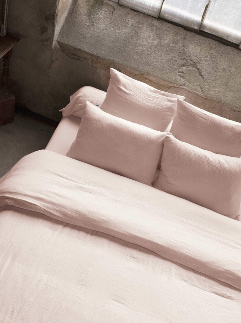 Housse de couette double gaze de coton Rose - Kiabi