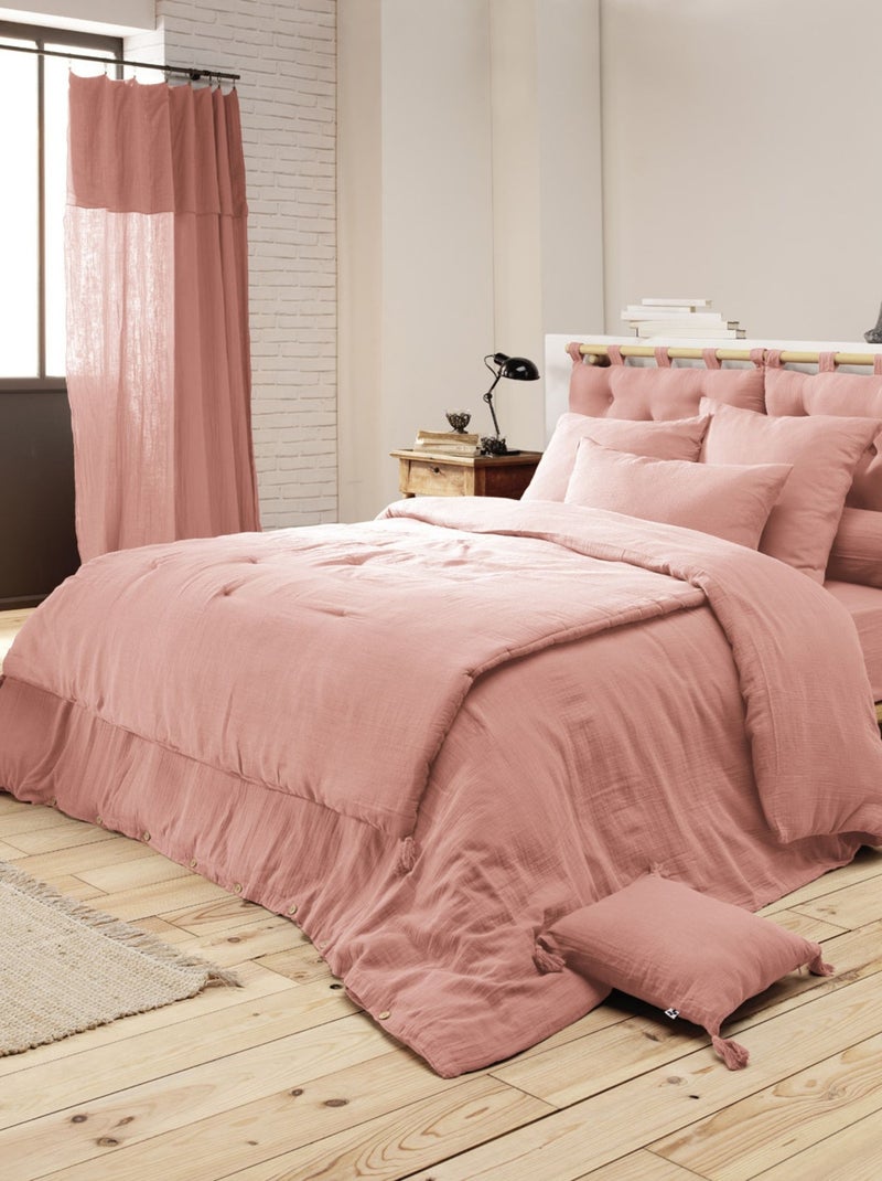 Housse de couette double gaze de coton Rose pâle - Kiabi