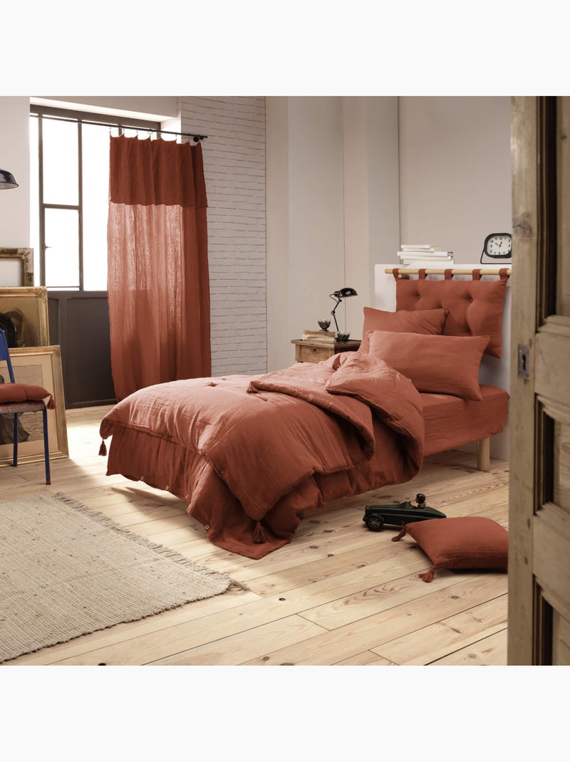 Housse de couette double gaze de coton Terracotta - Kiabi