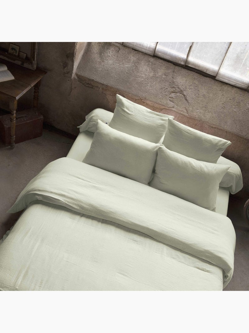 Housse de couette double gaze de coton Vert d'eau - Kiabi