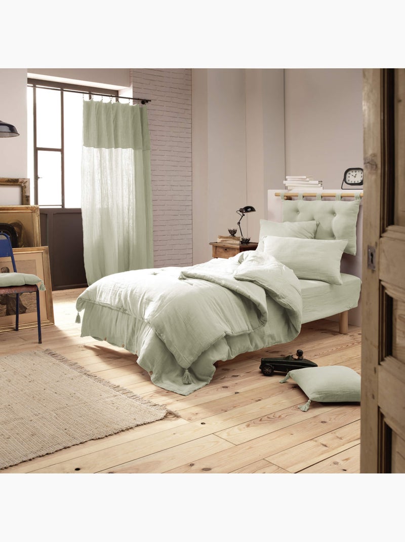 Housse de couette double gaze de coton Vert d'eau - Kiabi