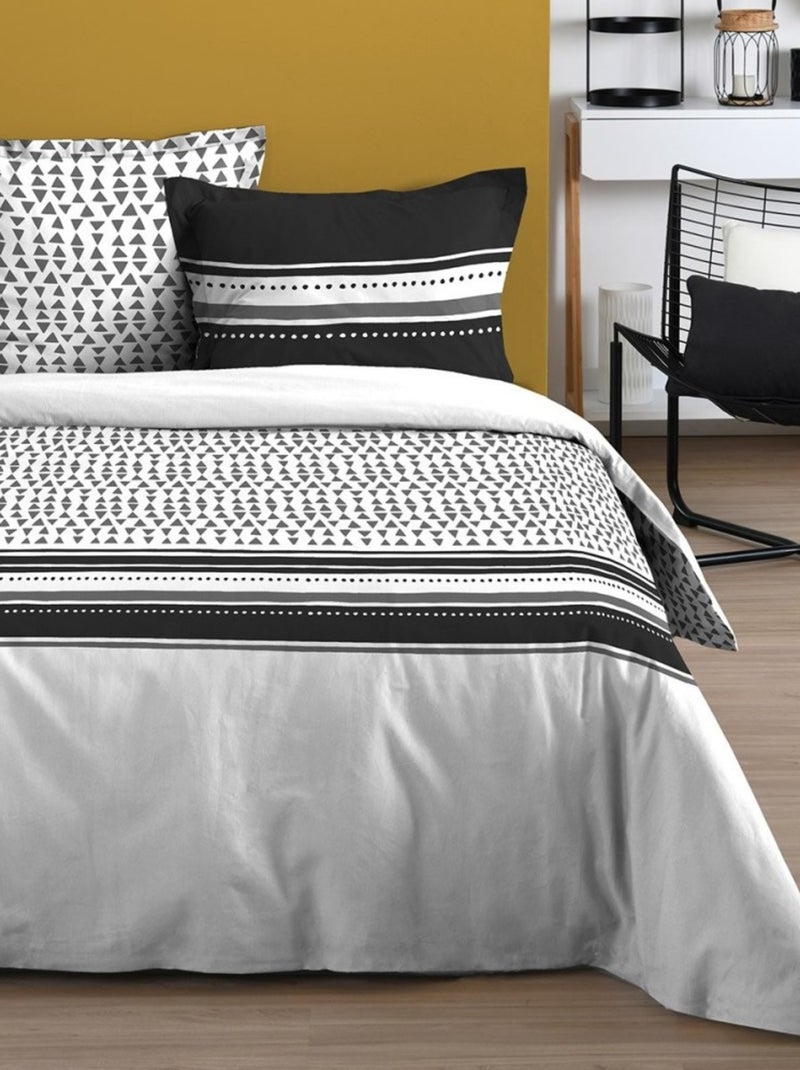 Housse de couette  Douglas blanc + taie(s) coton 57 fils Blanc - Kiabi