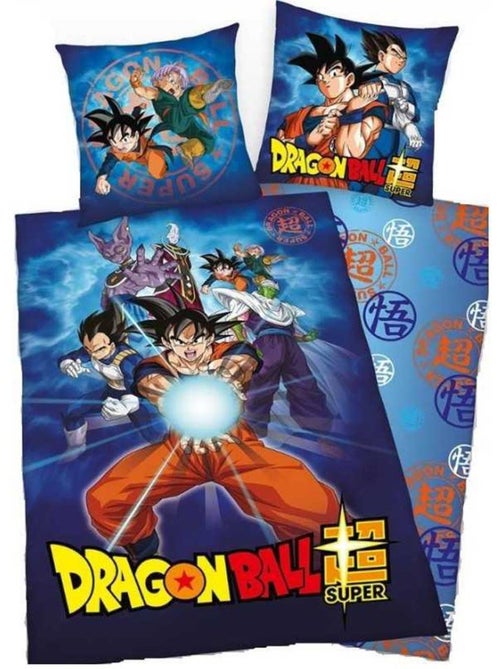 Housse de Couette Dragon Ball Z Super 140x200 cm avec taie - Parure de lit réversible pour enfant - Kiabi