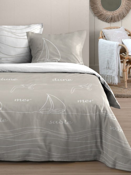 Housse de couette DUNES + 2 taies d’oreiller en coton 57 fils - Kiabi