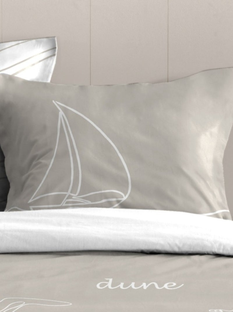 Housse de couette DUNES + 2 taies d’oreiller en coton 57 fils Beige - Kiabi