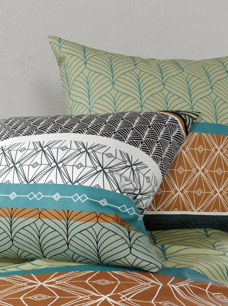 Housse de couette  Echo + taie(s) coton 57 fils Vert - Kiabi