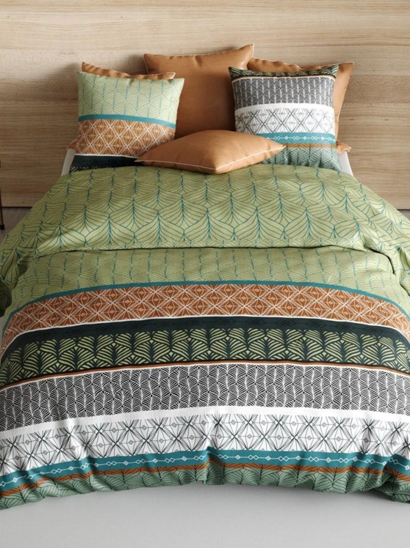 Housse de couette  Echo + taie(s) coton 57 fils Vert - Kiabi