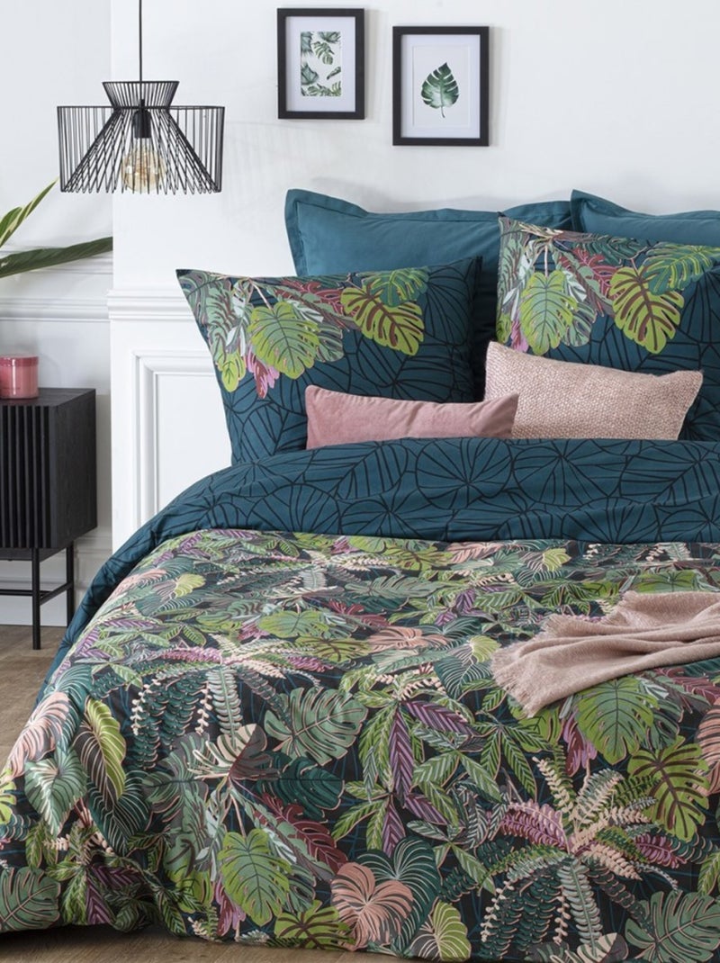 Housse de couette  Eden + taie(s) 100% coton 57 fils Bleu - Kiabi