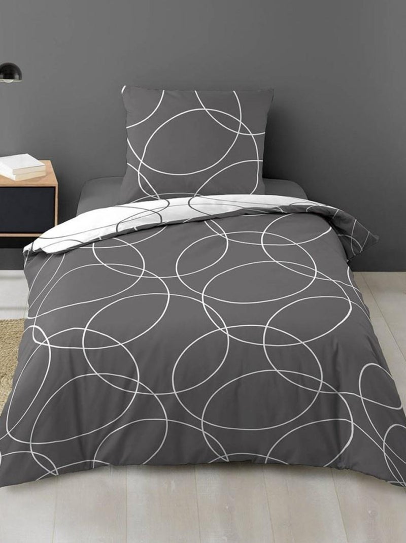 Housse de couette  Elton + taie microfibre Gris - Kiabi