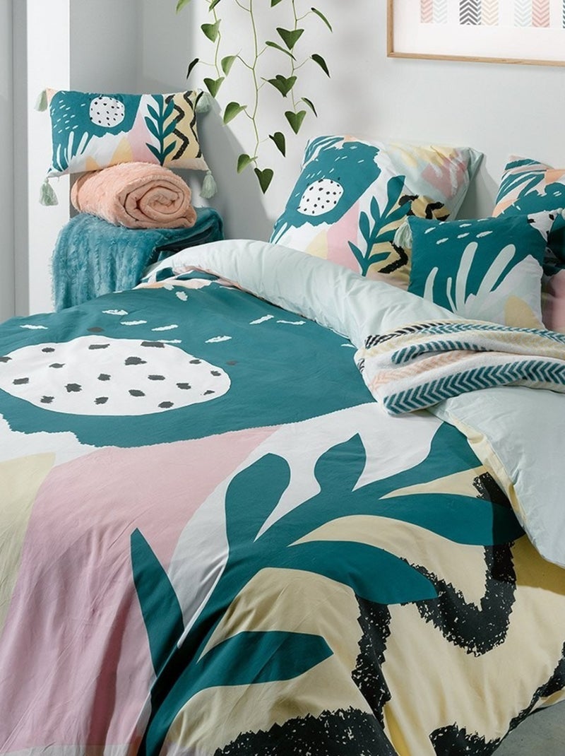Housse de couette  Emilia + taie(s) 100% coton 57 fils Bleu - Kiabi