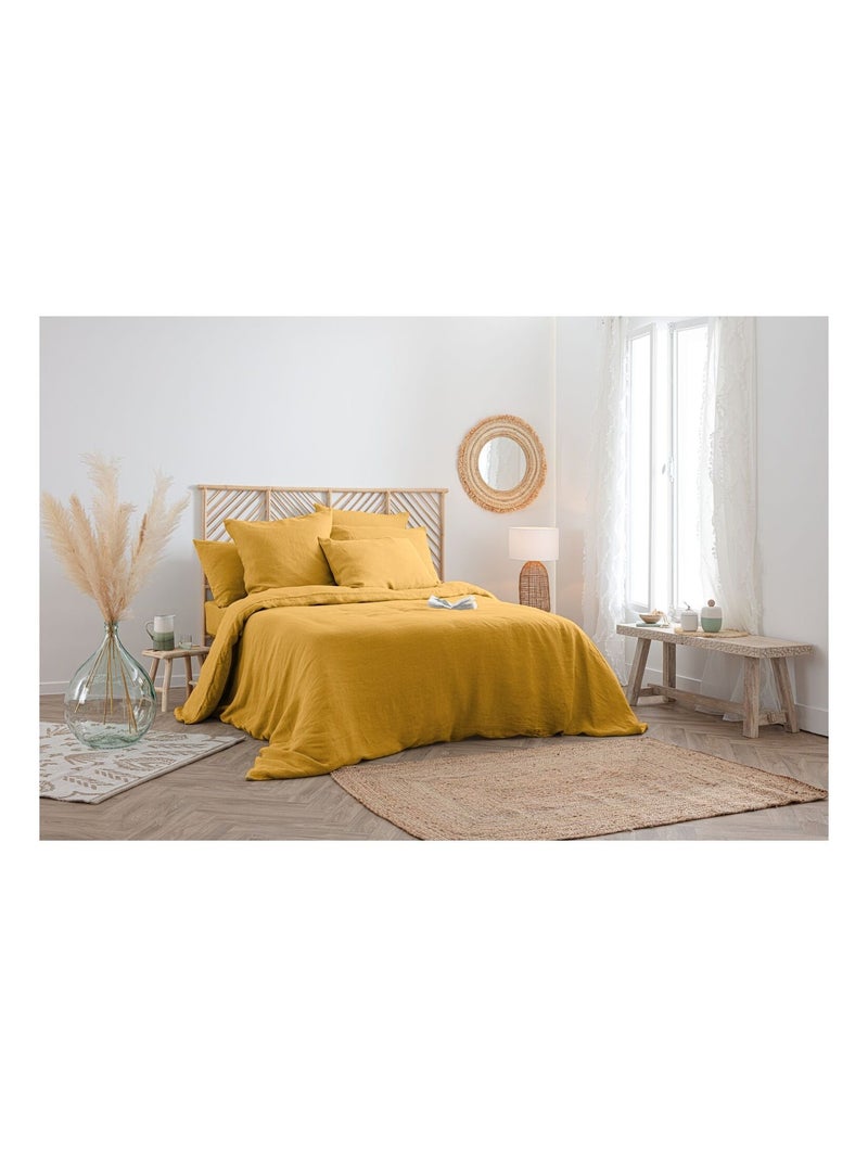 Housse de couette en 100% lin Jaune foncé - Kiabi