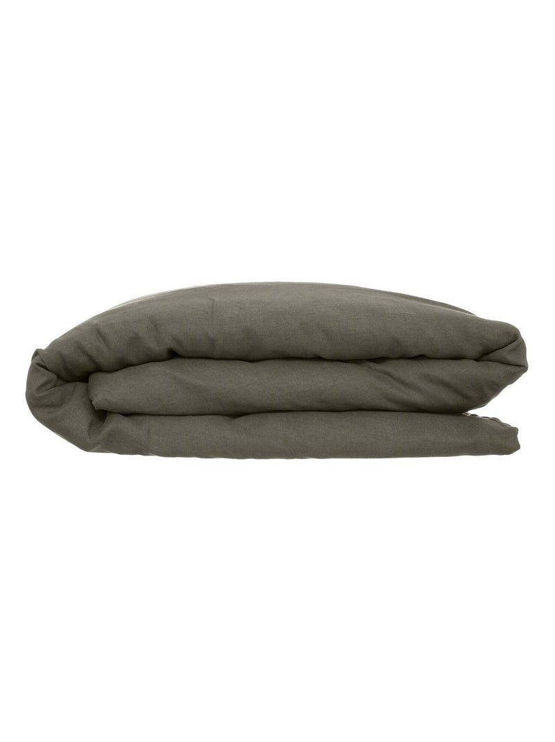 Housse de couette en 100% lin Kaki - Kiabi