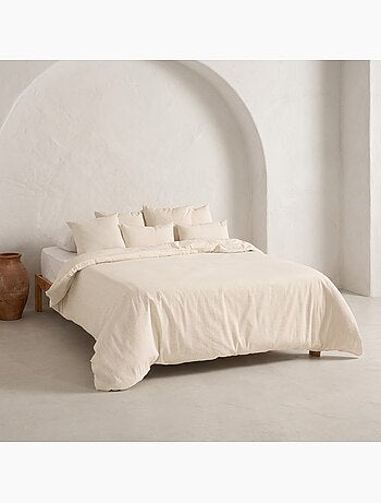 Housse de couette en coton à rayures en fil teint, tissu texturé. N’inclut pas les taies d’oreiller.