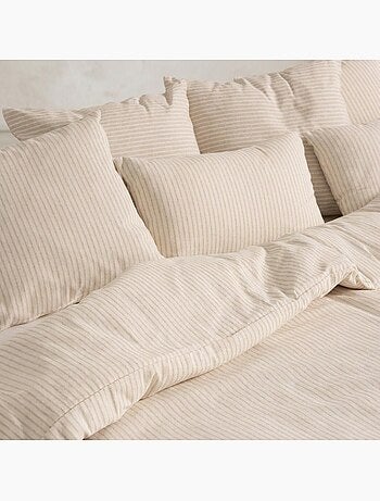 Housse de couette en coton à rayures en fil teint, tissu texturé. N’inclut pas les taies d’oreiller.