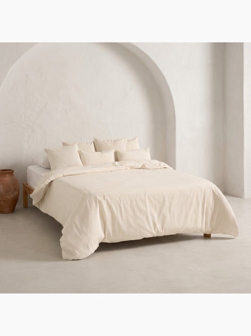 Housse de couette en coton à rayures en fil teint, tissu texturé. N’inclut pas les taies d’oreiller. - Kiabi