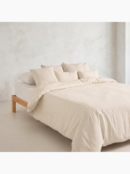 Housse de couette en coton à rayures en fil teint, tissu texturé. N’inclut pas les taies d’oreiller. - Kiabi