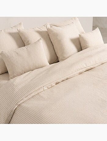 Housse de couette en coton à rayures en fil teint, tissu texturé. N’inclut pas les taies d’oreiller.