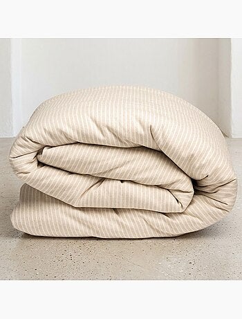 Housse de couette en coton à rayures en fil teint, tissu texturé. N’inclut pas les taies d’oreiller.