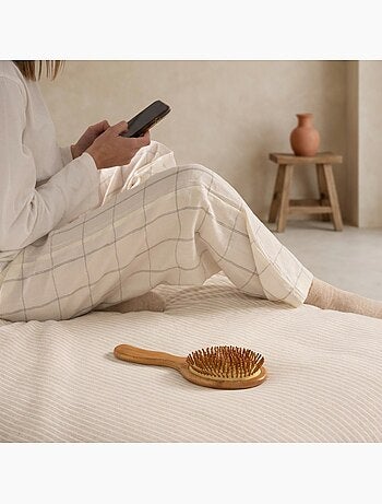 Housse de couette en coton à rayures en fil teint, tissu texturé. N’inclut pas les taies d’oreiller.