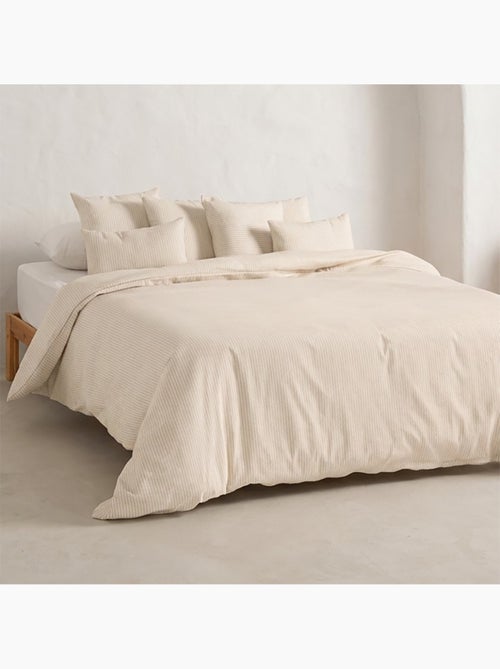 Housse de couette en coton à rayures en fil teint, tissu texturé. N’inclut pas les taies d’oreiller. - Kiabi Housse de couette en coton à rayures en fil teint, tissu texturé. N’inclut pas les taies d’oreiller. - Kiabi