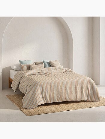 Housse de couette en coton à rayures en relief, tissu texturé. N’inclut pas les taies d’oreiller.