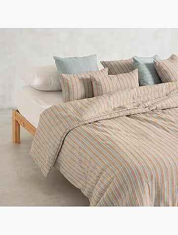 Housse de couette en coton à rayures en relief, tissu texturé. N’inclut pas les taies d’oreiller.