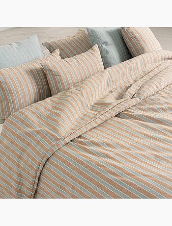 Housse de couette en coton à rayures en relief, tissu texturé. N’inclut pas les taies d’oreiller.