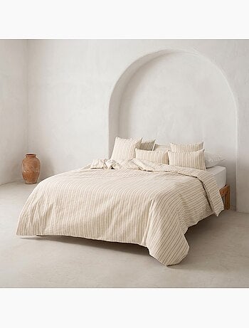Housse de couette en coton à rayures en relief, tissu texturé. N’inclut pas les taies d’oreiller.