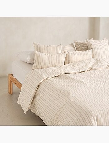 Housse de couette en coton à rayures en relief, tissu texturé. N’inclut pas les taies d’oreiller.