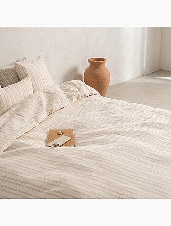Housse de couette en coton à rayures en relief, tissu texturé. N’inclut pas les taies d’oreiller.
