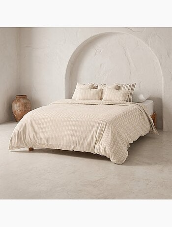 Housse de couette en coton à rayures en relief, tissu texturé. N’inclut pas les taies d’oreiller.
