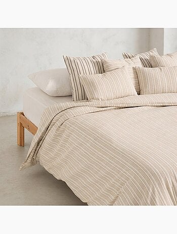 Housse de couette en coton à rayures en relief, tissu texturé. N’inclut pas les taies d’oreiller.