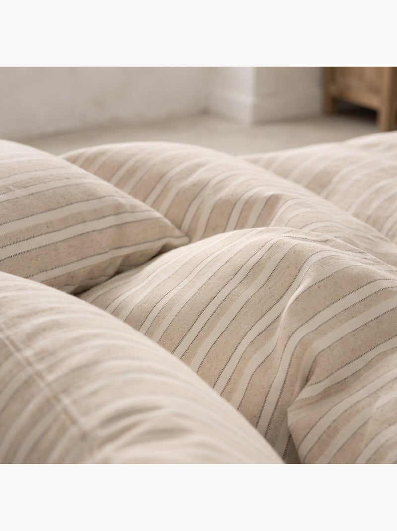 Housse de couette en coton à rayures en relief, tissu texturé. N’inclut pas les taies d’oreiller. Ocre - Kiabi