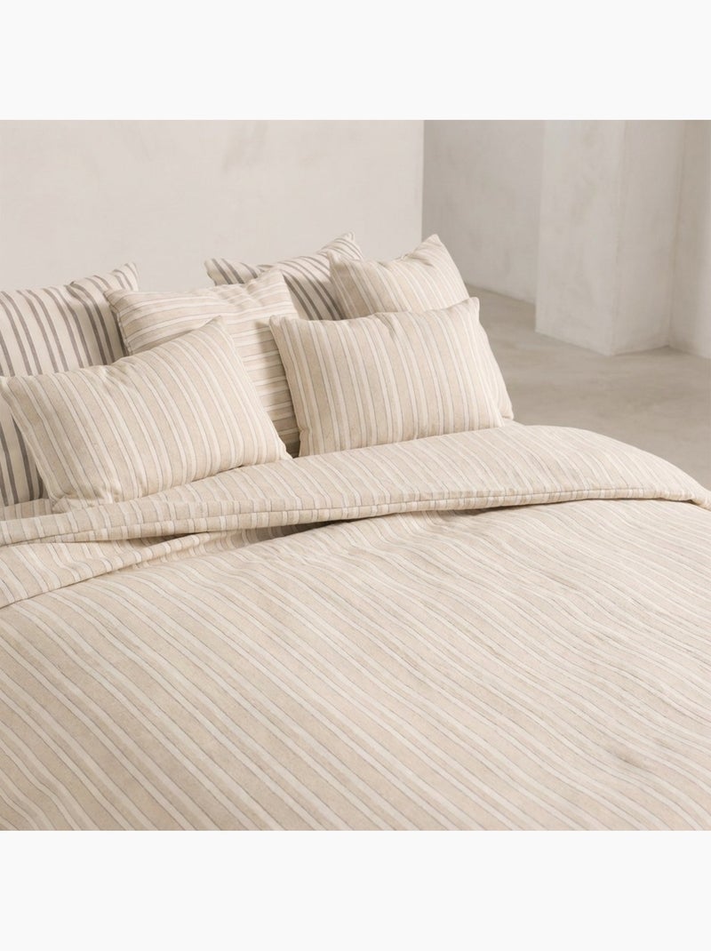 Housse de couette en coton à rayures en relief, tissu texturé. N’inclut pas les taies d’oreiller. Ocre - Kiabi