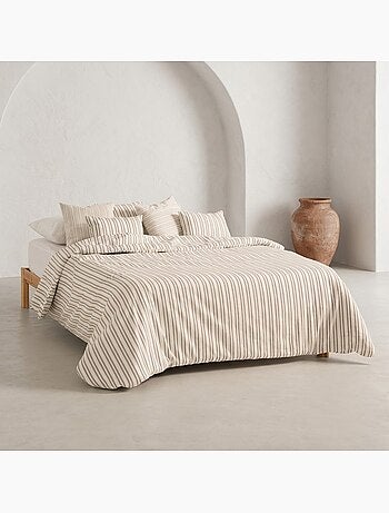 Housse de couette en coton à rayures en relief, tissu texturé. N’inclut pas les taies d’oreiller.