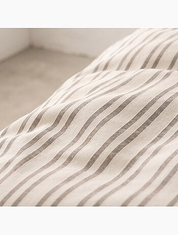Housse de couette en coton à rayures en relief, tissu texturé. N’inclut pas les taies d’oreiller.